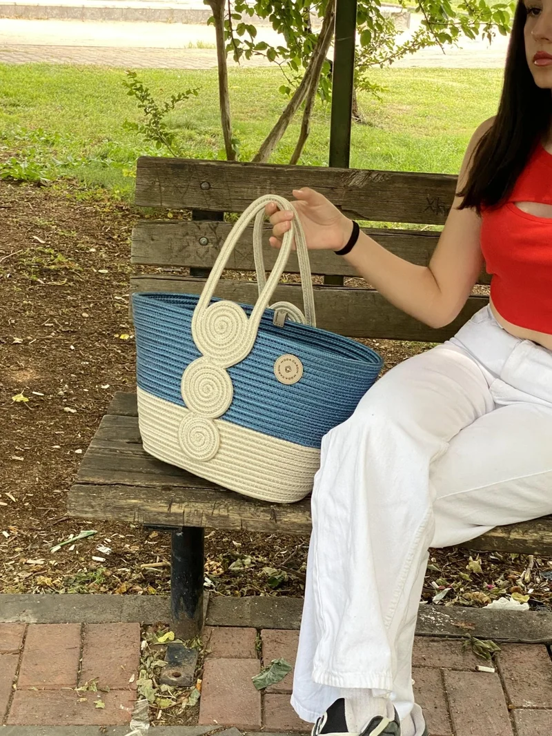 BDZ Deri Jute Straw Look Handbag Beach Bag Shoulder Bag