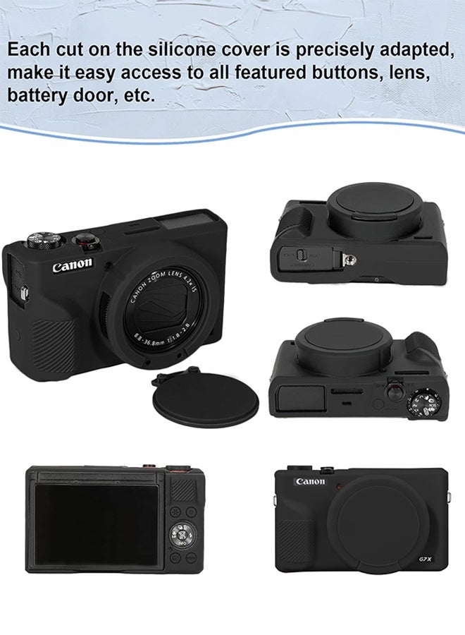 SUNDAREE Case for Canon SX740/SX730 Digital Camera, 1* Hard Carrying Case + 1* Soft Silicone Cover with Removable Lens Cover, Washable, Lightweight, and Stylish Protection, Black (Case Only and Protective Case) - Image 4