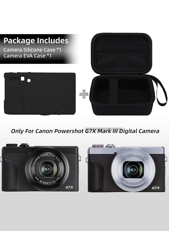 SUNDAREE Case for Canon SX740/SX730 Digital Camera, 1* Hard Carrying Case + 1* Soft Silicone Cover with Removable Lens Cover, Washable, Lightweight, and Stylish Protection, Black (Case Only and Protective Case) - Image 3