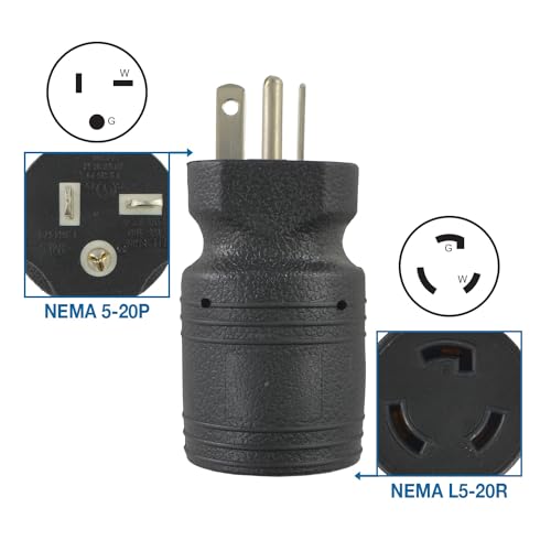 Conntek 30114 Locking Adapter 20 Amp 125 Volt Male Plug To 20 Amp Locking Female Connector NEMA 5-20P to NEMA L5-20R , Black - Image 2