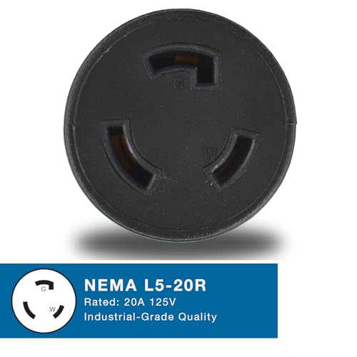 Conntek 30114 Locking Adapter 20 Amp 125 Volt Male Plug To 20 Amp Locking Female Connector NEMA 5-20P to NEMA L5-20R , Black - Image 4