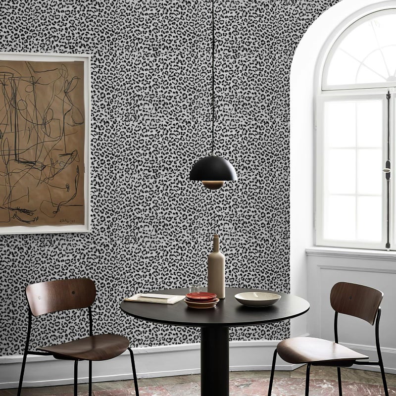 JiffDiff Leopard Print Peel and Stick Wallpaper, Waterproof Removable Self Adhesive Textured Wall Paper, Black and White Unique Funky Cheetah Contact Paper for Bedroom and Bathroom 120"X17.3"(14.4 sq. ft) - Image 5