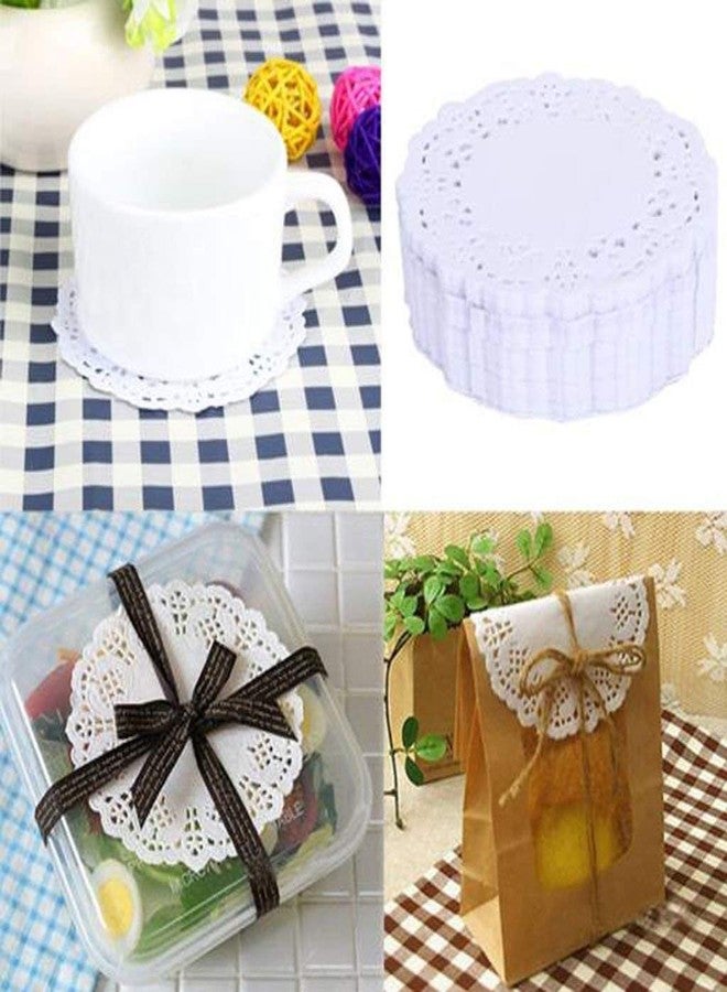 ikis Round White Paper Lace Doilies Coasters Placemats Craft Table Cake Decoration Liner for Wedding Birthdays Parties Table Mats Disposables, (Pack of 100 Size 5.5inch) - Image 4