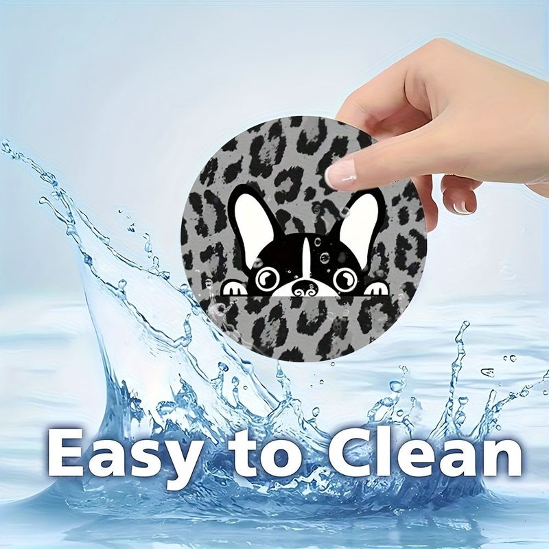 2pcs Doran Boston Terrier Car Coasters Absorbent Cute Dog Cup Holders - Image 4
