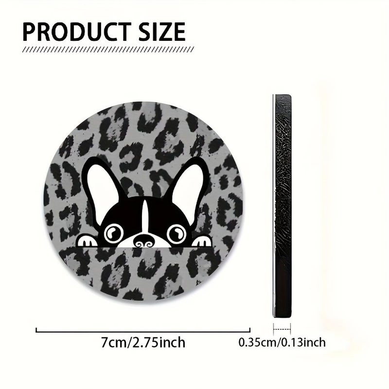 2pcs Doran Boston Terrier Car Coasters Absorbent Cute Dog Cup Holders - Image 2