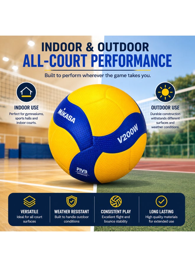 Mikasa V200W Volleyball Official Size Training Ball Indoor Outdoor Match & Practice Ball Yellow Blue - Image 4