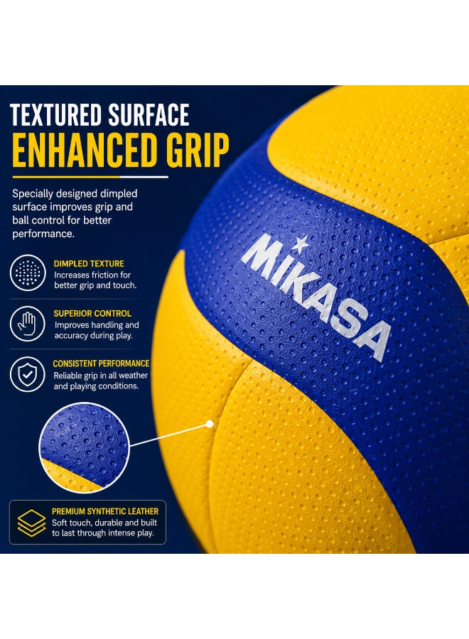 Mikasa V200W Volleyball Official Size Training Ball Indoor Outdoor Match & Practice Ball Yellow Blue - Image 3