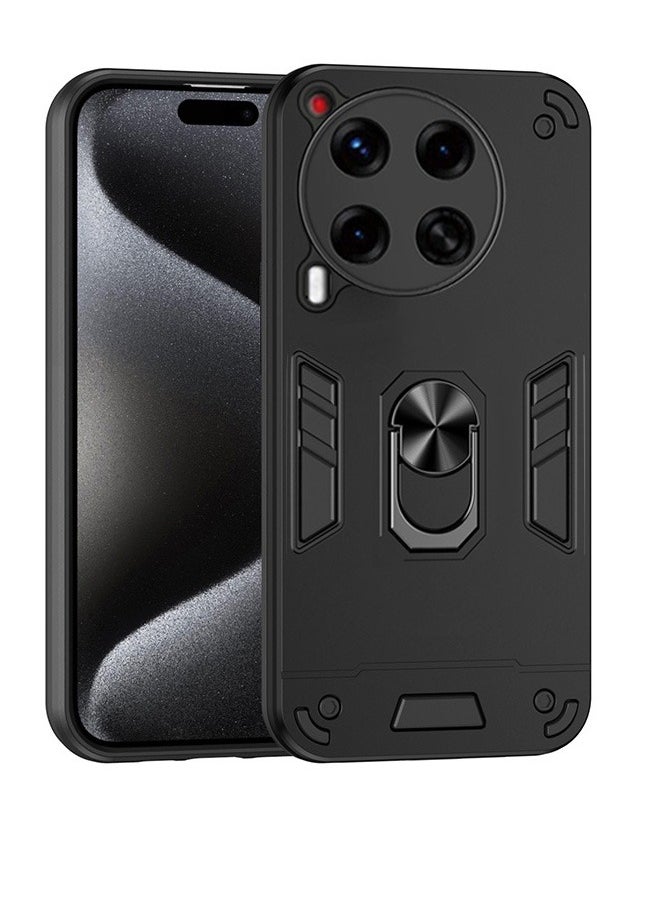 الضفدع الحقيقي - ملحقات غطاء حماية Tecno Camon 30 5G مع حماية عدسة الكاميرا، غطاء خلفي مضاد للخدش ومضاد للصدمات وبصمات الأصابع مع حامل حلقي مغناطيسي 360 درجة في السيارة - Image 1