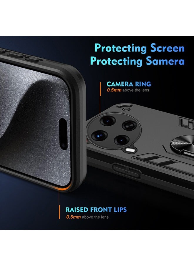 الضفدع الحقيقي - ملحقات غطاء حماية Tecno Camon 30 5G مع حماية عدسة الكاميرا، غطاء خلفي مضاد للخدش ومضاد للصدمات وبصمات الأصابع مع حامل حلقي مغناطيسي 360 درجة في السيارة - Image 1