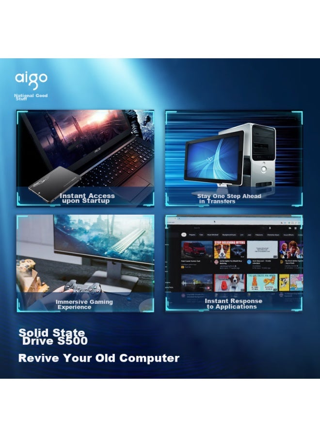 Aigo 128gb Ssd, Sata 3.0 Interface, 2.5-inch, Desktop And Laptop System Drive, Original Chip Read Speed 500mb/s, Storage Accessory S500 - Image 2