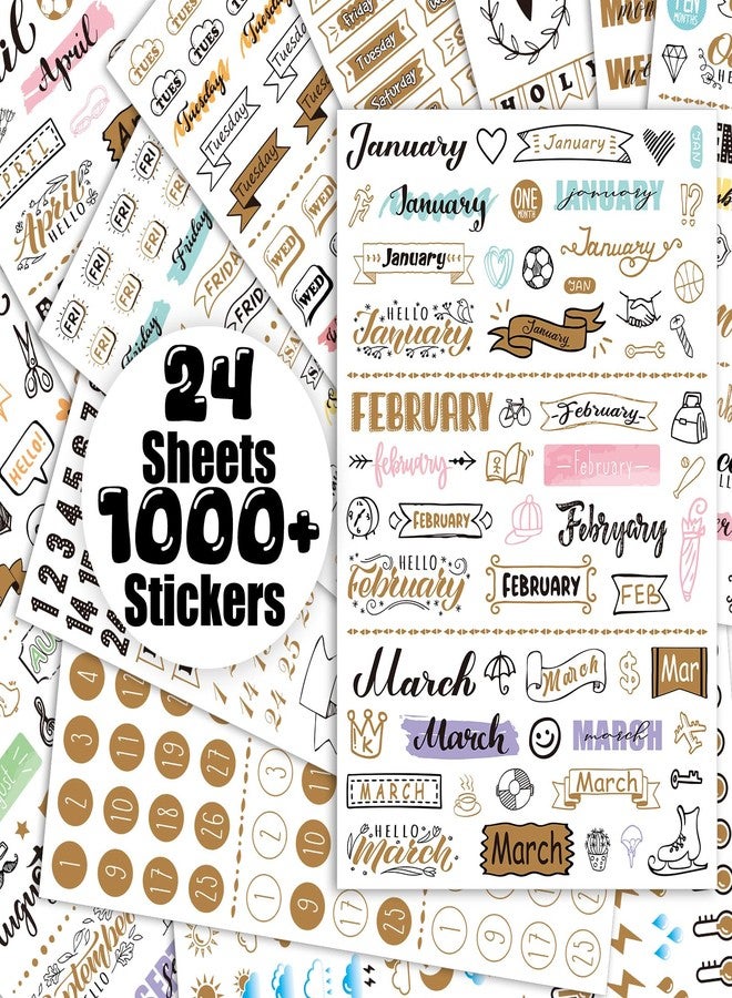 Panelee 24 Sheets Daily Planners - 1000+ Monthly, Weekly Planner Stickers & Accessories for Journaling, Scrapbooking with Date, Number, Weather - Image 1