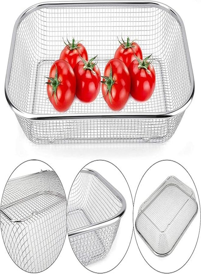 Vixwess Drain Basket Steel Big Drip Tray Spoon Holder Dish Drainer Kitchen Drying Stand Plate Rack Mesh Sink Rectangle Basket Mesh Fruits, Vegetable, Drainer Washer - Image 4