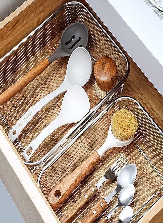 Vixwess Drain Basket Steel Big Drip Tray Spoon Holder Dish Drainer Kitchen Drying Stand Plate Rack Mesh Sink Rectangle Basket Mesh Fruits, Vegetable, Drainer Washer - Image 3