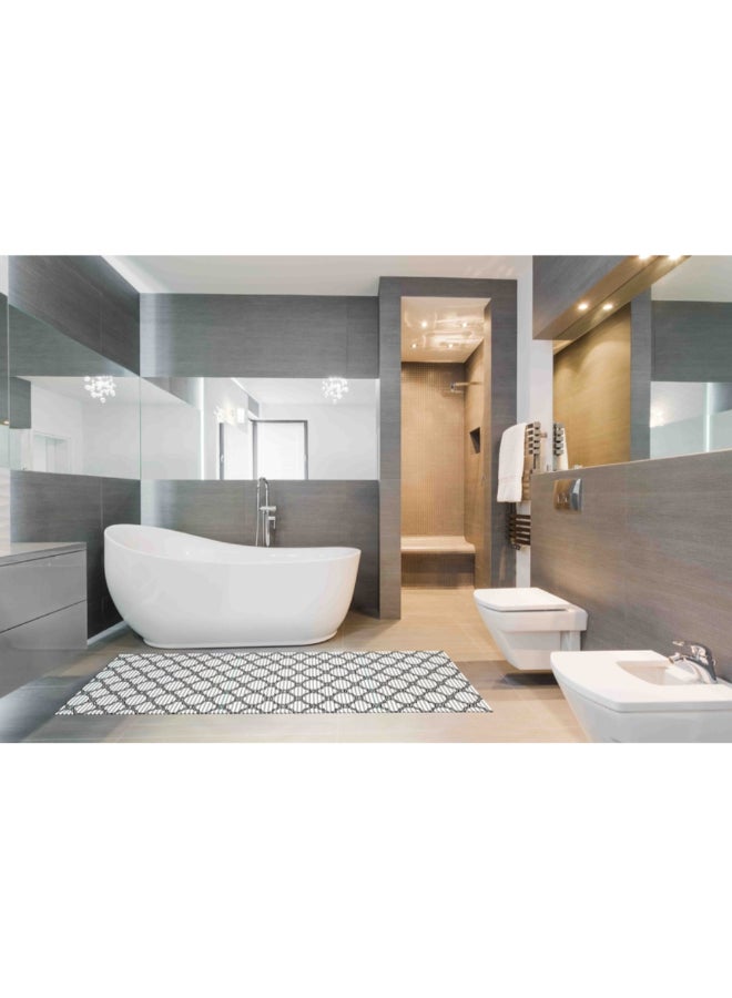 REVE Rectangular Shape Anti-Slip Bath Mat Black and White 180 x 65 cm AS7079