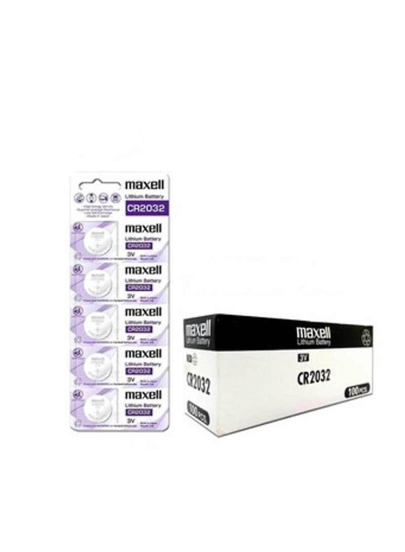 Maxell 100-Pieces Maxell CR2032 Lithium 3V Japan Batteries