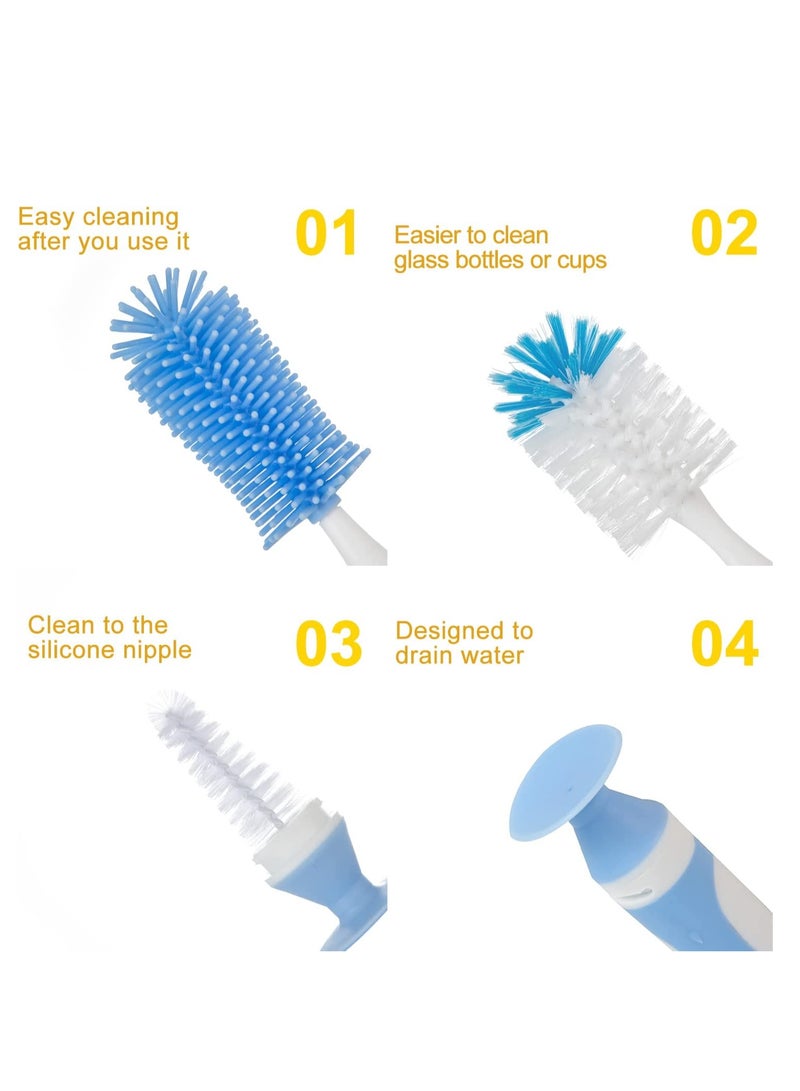 Excefore Baby Bottle Silicone Cleaning Brush, Bottle Brush with Long Handle, Bottle Brush Cleaner Set, Multifunctional Cleaning Brush with Suction Cup Stand, for Water Bottles, Glasswares, Mugs, Baby Bottle 2P  - Image 5