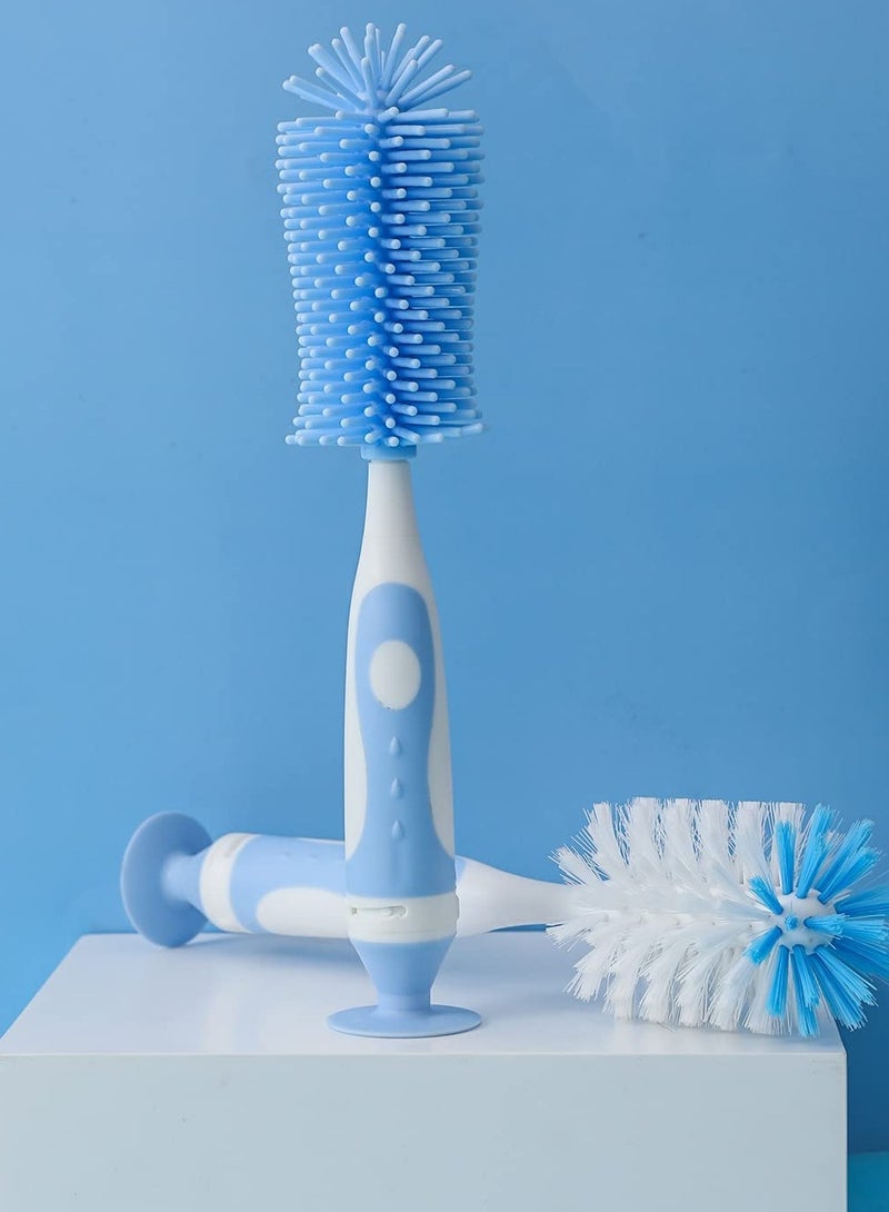 Excefore Baby Bottle Silicone Cleaning Brush, Bottle Brush with Long Handle, Bottle Brush Cleaner Set, Multifunctional Cleaning Brush with Suction Cup Stand, for Water Bottles, Glasswares, Mugs, Baby Bottle 2P  - Image 3