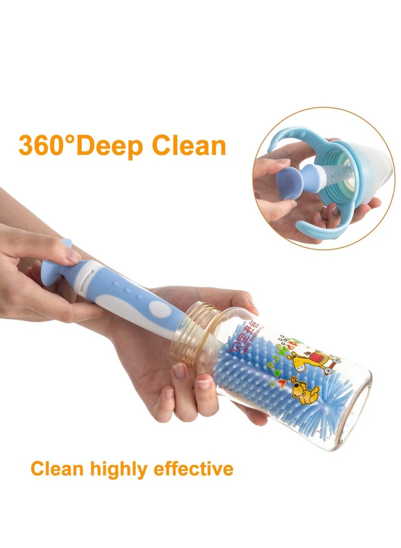 Excefore Baby Bottle Silicone Cleaning Brush, Bottle Brush with Long Handle, Bottle Brush Cleaner Set, Multifunctional Cleaning Brush with Suction Cup Stand, for Water Bottles, Glasswares, Mugs, Baby Bottle 2P  - Image 4