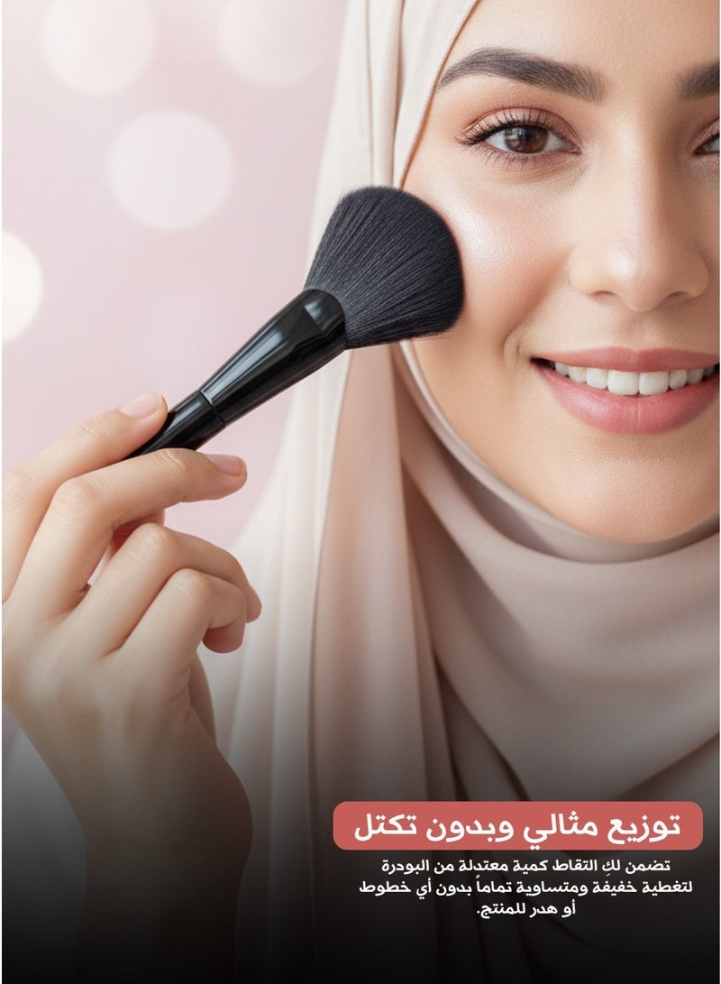 إينرجي فرشاة مكياج كبيرة مروحية متعددة الاستخدامات قطعة واحدة بشعيرات صناعية ناعمة ومقبض طويل أسود لامع، مناسبة لتثبيت البودرة والهايلايتر والبلاشر والكونتور الخفيف - Image 4