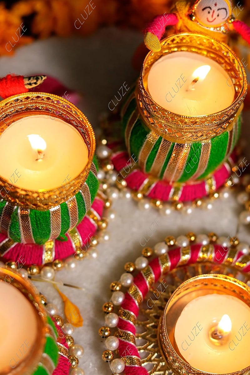 CLUZE Decorative Handmade Puppet Tealight Candle Holder Set of 5 Candles Diwali Home DecorGifts for FriendsFamily - Image 5