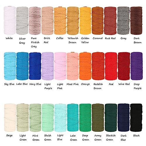 flipped 100% Natural Macrame Cotton Cord,3mm x109 Yard Twine String Cord Colored Cotton Rope Craft Cord for DIY Crafts Knitting Plant Hangers Christmas Wedding Décor (Black, 3mm*109yards) - Image 2
