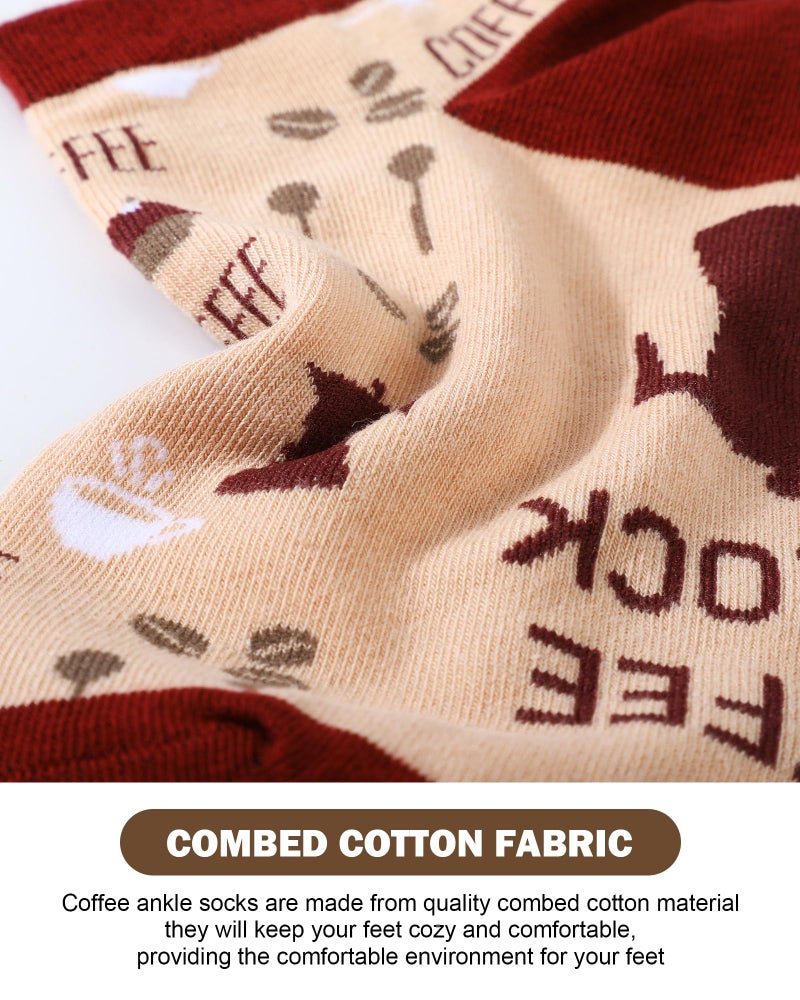 Halfchet 10 Pairs Coffee Socks for Women Barista Coffee Lover Gifts Novelty Cotton Ankle Socks Gift - Image 4