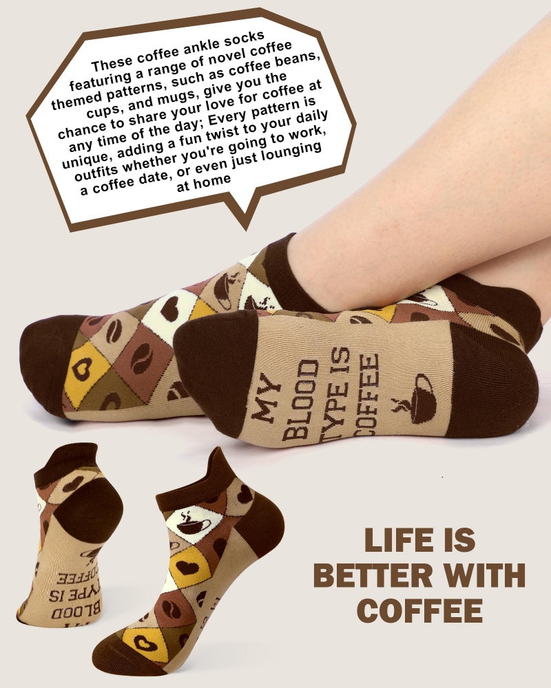 Halfchet 10 Pairs Coffee Socks for Women Barista Coffee Lover Gifts Novelty Cotton Ankle Socks Gift - Image 5