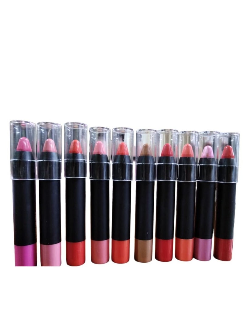 Generic Lip Stick 10 Colors Set for Girls With Lip Balm And Protection From Cracks  - Image 1