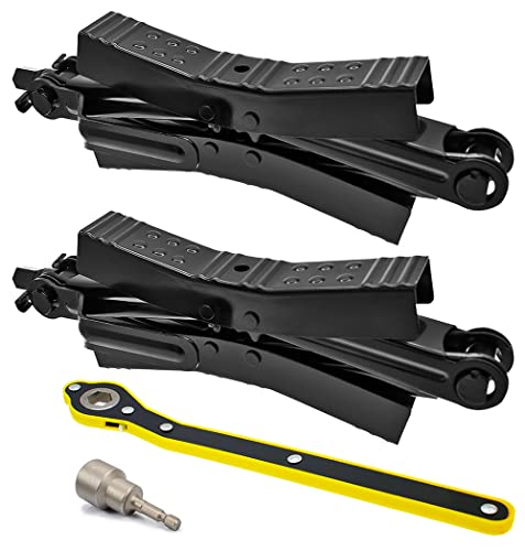 PAFOWO 2Pcs Camper Wheel Chock Stabilizer for RV Travel Trailer, Heavy Duty RV Tire Scissor Locking X Shaped Chock Accessories with Wrench - Image 2