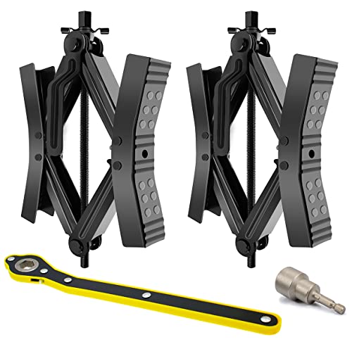 PAFOWO 2Pcs Camper Wheel Chock Stabilizer for RV Travel Trailer, Heavy Duty RV Tire Scissor Locking X Shaped Chock Accessories with Wrench - Image 1