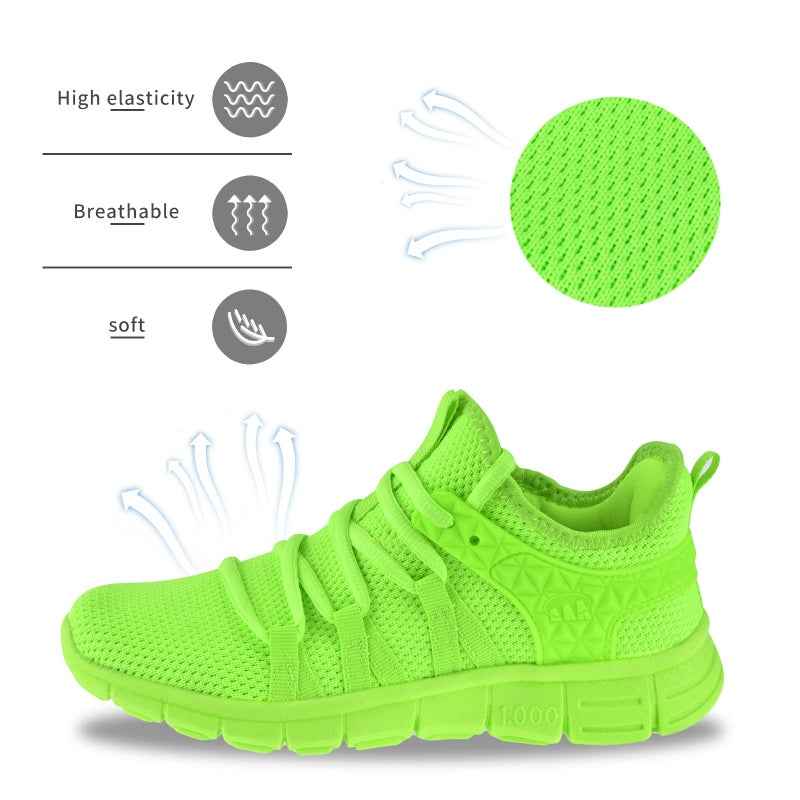 INZCOU Running Shoes Lightweight Tennis Shoes Non Slip Gym Workout Shoes Breathable Mesh Walking Sneakers Fluorescent Green 8women / 7men - Image 5
