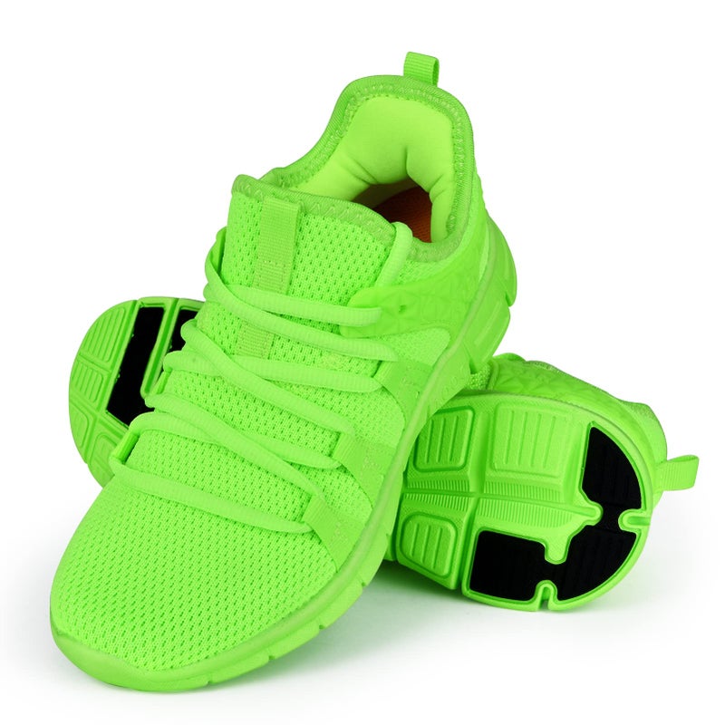 INZCOU Running Shoes Lightweight Tennis Shoes Non Slip Gym Workout Shoes Breathable Mesh Walking Sneakers Fluorescent Green 8women / 7men - Image 1
