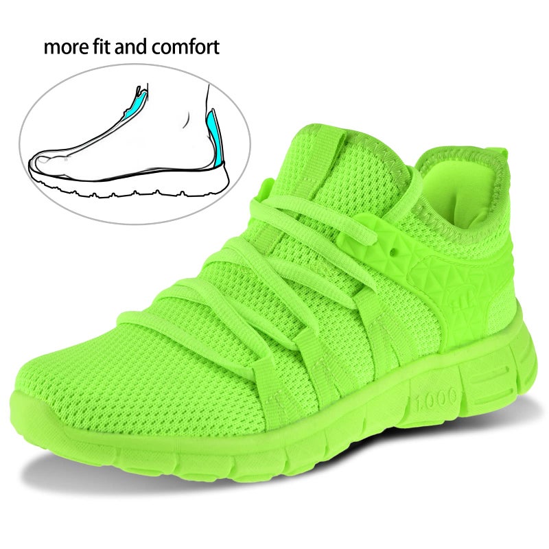 INZCOU Running Shoes Lightweight Tennis Shoes Non Slip Gym Workout Shoes Breathable Mesh Walking Sneakers Fluorescent Green 8women / 7men - Image 4