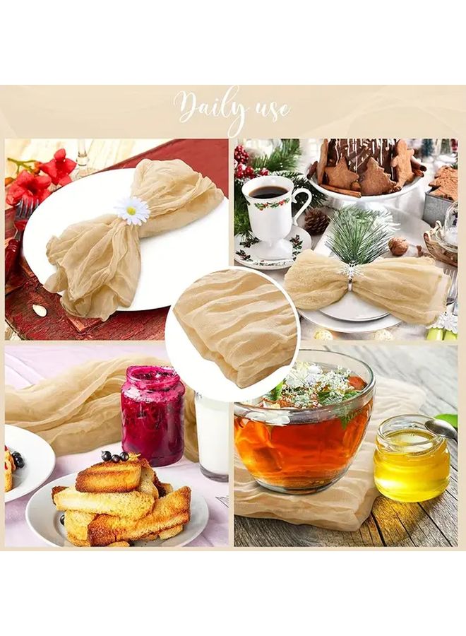 6pcs Beige Bohemian Gauze Cheesecloth Napkins 20x20 Inch for Wedding Dining Decor - Image 3
