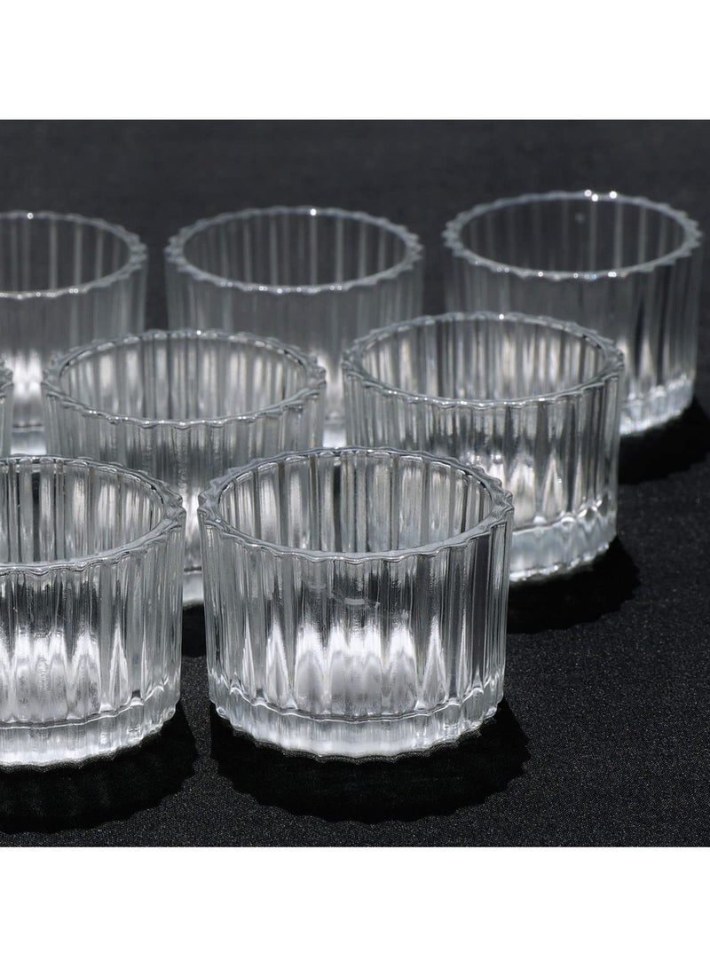 KASTWAVE مجموعة حوامل شموع صغيرة شفافة عدد 12، حوامل شموع صغيرة من الزجاج الشفاف لحفلات الزفاف، حوامل شموع صغيرة بكميات لجعلها مركزية للحفلات  2 X1.4، شفاف - Image 5