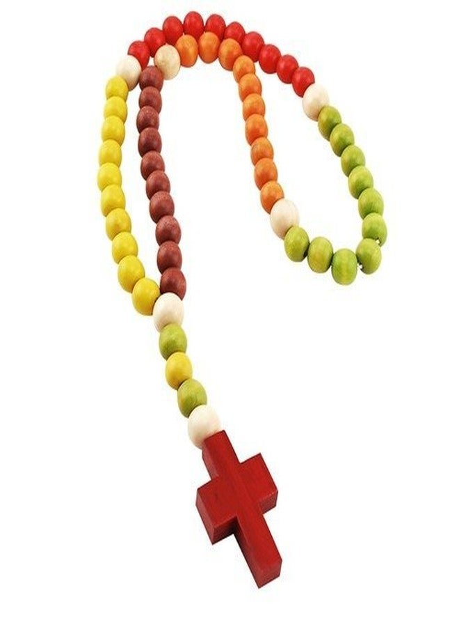 Non Toxic Wooden Kiddie Rosary with 5 Different Colors 21-inch Boxed, Nice Baby, Christening and/or Nursery Gift (011)