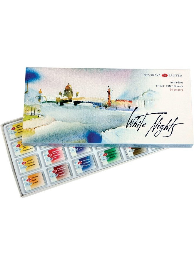 White Nights Extra Fine Artists Grade Watercolors Set 24 Full Pans 25Ml Cardboard Box By Nevskaya Palitra - Image 1