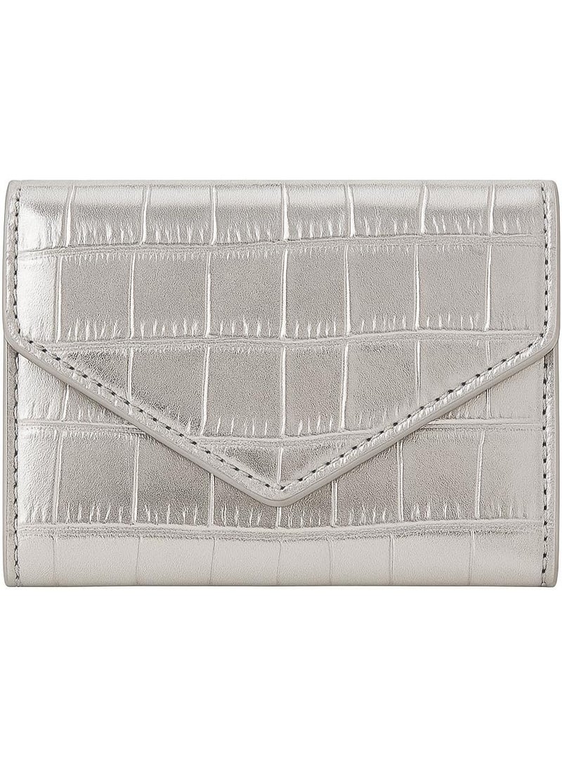 محفظة للنساء لحمل بطاقات الائتمان و حافظة لبطاقة الهوية الصراف الآلي محفظة نقود جلد (فضي) - Image 1