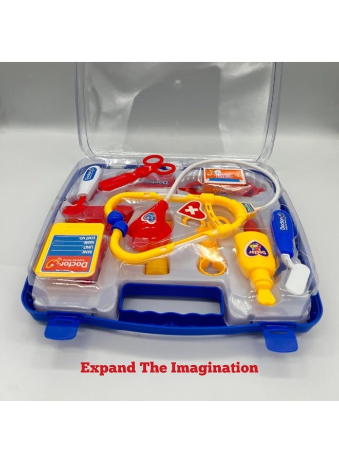 موش طقم طبيب محمول للأطفال من Toy Garden – حقيبة أدوات طبية للعب التخيلي، محاكاة دور الطبيب والممرضة، عيادة طبية متنقلة، مجموعة لعب مكونة من 14 قطعة للبنين والبنات (باللون الأزرق) - Image 3