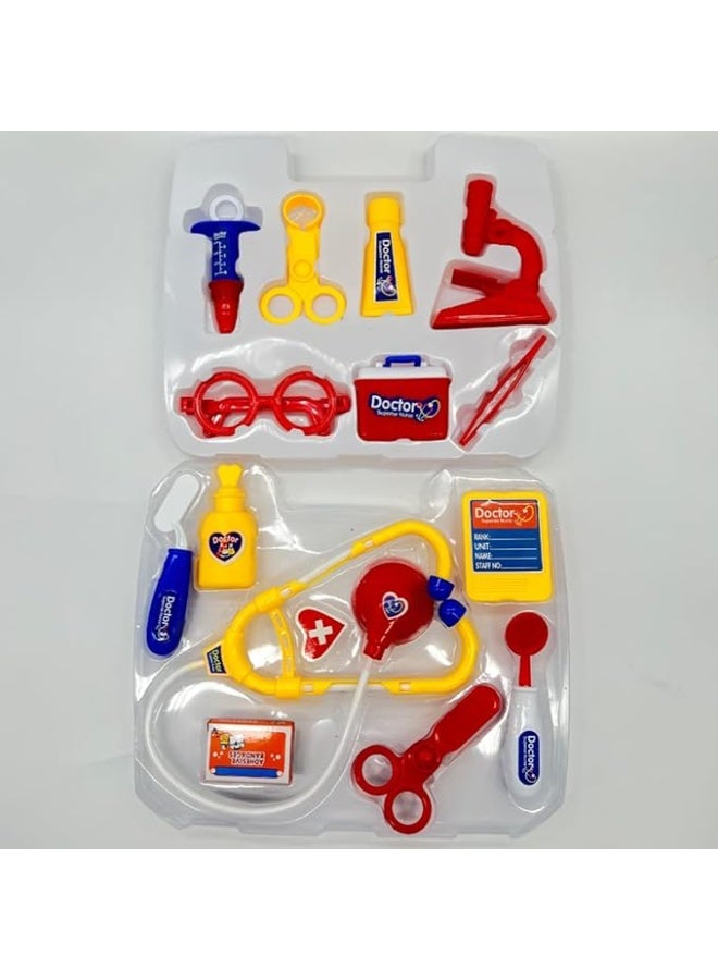موش طقم طبيب محمول للأطفال من Toy Garden – حقيبة أدوات طبية للعب التخيلي، محاكاة دور الطبيب والممرضة، عيادة طبية متنقلة، مجموعة لعب مكونة من 14 قطعة للبنين والبنات (باللون الأزرق) - Image 4