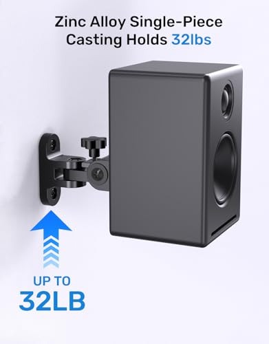 Borenbuir Speaker Wall Mounts, 2 Packs Universal Mounting Bracket for Small Bookshelf Speakers, Vertical 120°, Horizontal 180°Adjustment, Compatible with Bose, JBL, KEF,Sony & Others, Hold up to 32 lbs - Image 5