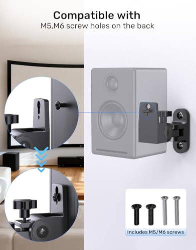 Borenbuir Speaker Wall Mounts, 2 Packs Universal Mounting Bracket for Small Bookshelf Speakers, Vertical 120°, Horizontal 180°Adjustment, Compatible with Bose, JBL, KEF,Sony & Others, Hold up to 32 lbs - Image 3