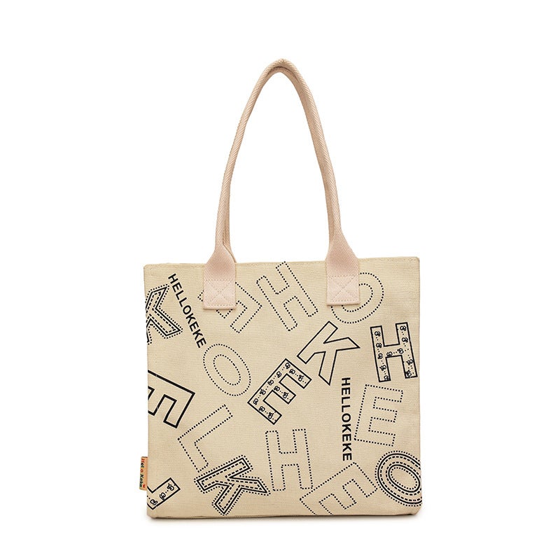 Large Capacity Letter Fashion Bag Women'S New Fashion Color Contrast Casual Simple Handbag Travel Tote Bag - Image 1
