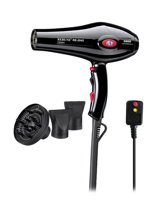 REBUNE Electronic Hair Dryer RE-2042 Black 24cm - Image 1
