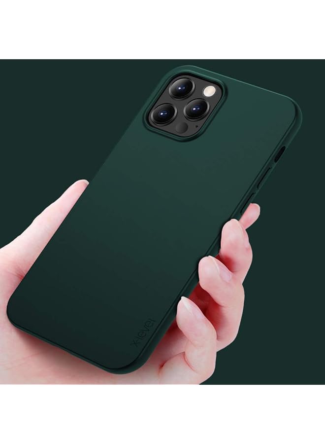 إكس ليفيل جراب لهاتف iPhone 12 Pro Max رفيع للغاية من مادة TPU الناعمة ذات السطح غير اللامع جراب هاتف خفيف الوزن وغطاء خلفي واقٍ بالكامل متوافق مع iPhone 12 Pro Max مقاس 6.7 بوصة إصدار 2020 أخضر داكن - Image 5