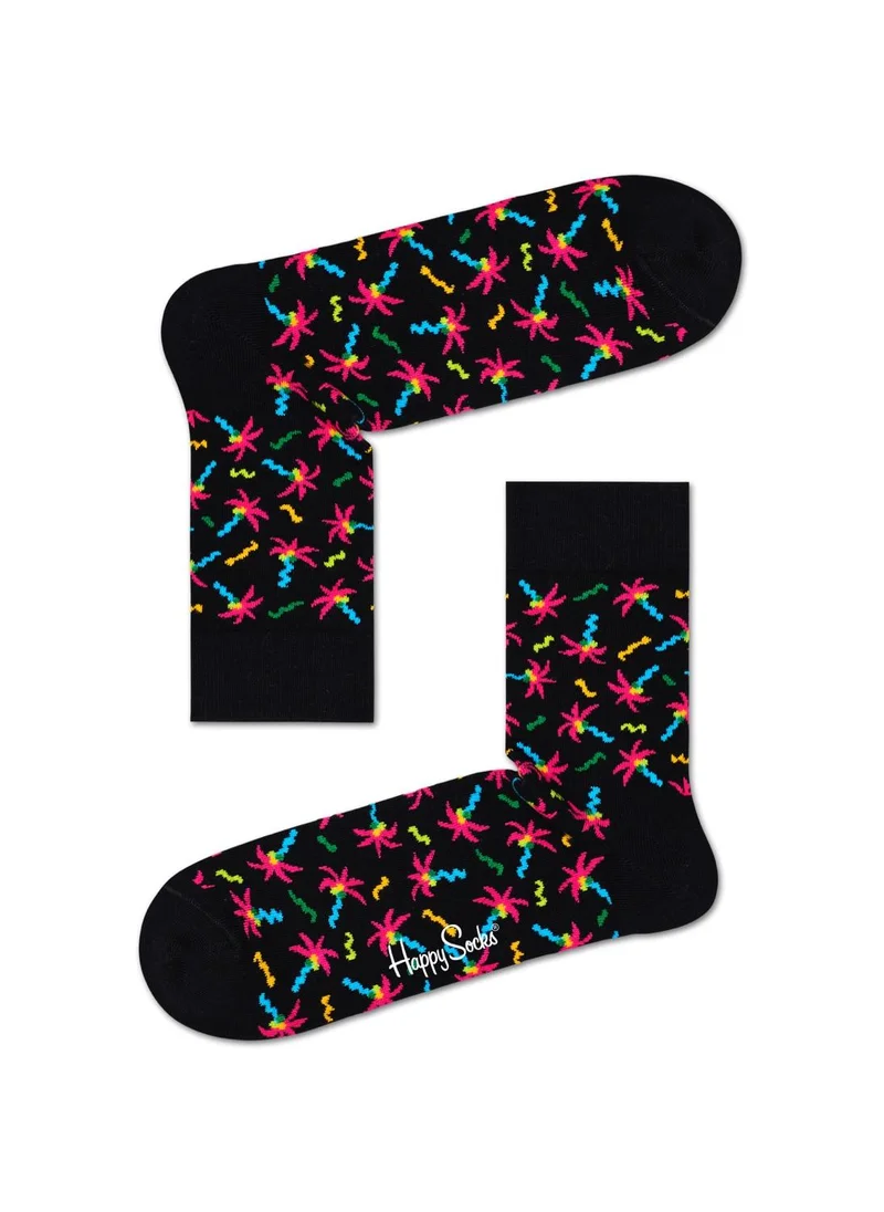 Happy Socks CONFETTI PALM 1/2 CREW SOCK Black