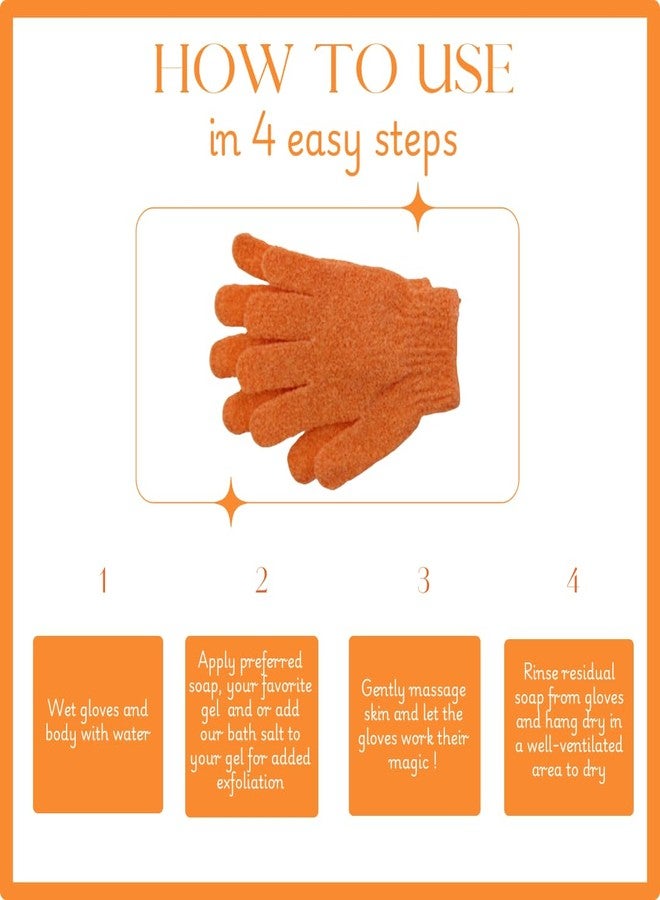 Harmony N More Exfoliating Glove – Shower Gloves & Body Scrubber Mitt for Women & Men – Textured Nylon Exfoliating Mitt for Shower – Scrub Gloves Exfoliating Dead Skin Remover – 1 Pair Orange - Image 3