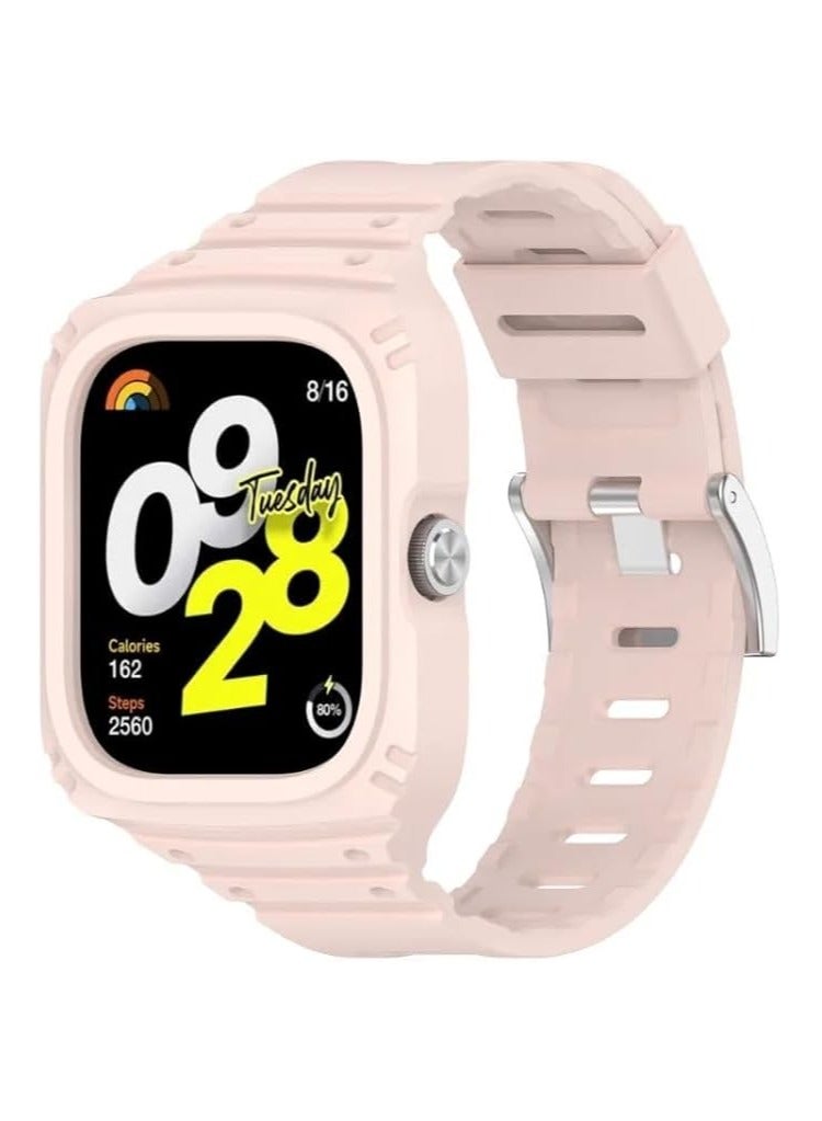 Strap Compatible with Redmi Watch 4 Replacement Integrated Band Silicone Wrist Strap Bracelet Band Soft And Durable with Quick Release Watch Accessories(Pink sind)