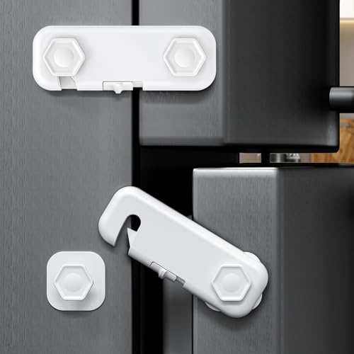 6 Pack Fridge Locks for Kids Cabinet Locks Baby Proofing Child Proof Refrigerator Lock Door Locks for Kids Safety Baby Locks for Cabinets and Drawers Doors Fridges Freezers Closets Ovens