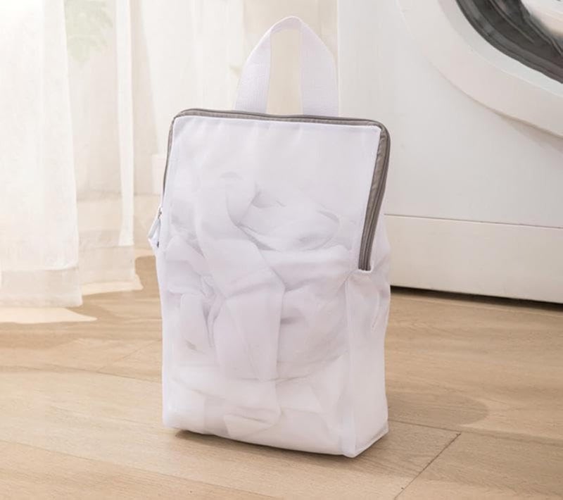 3 أكياس غسيل شبكية كبيرة جدًا بسحاب ومقابض - 50x60cm، أكياس غسيل للملابس الحساسة والملابس الداخلية والجوارب - منظم غسيل للسفر قابل لإعادة الاستخدام، شبكات تخزين معلقة - Image 2